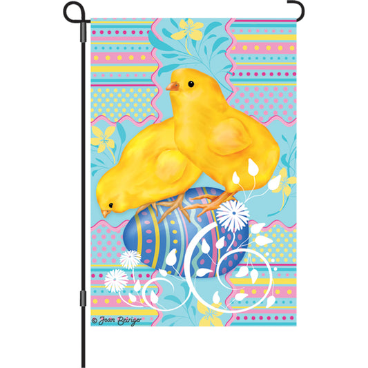 Easter Chicks Printed Garden Flag; Polyester