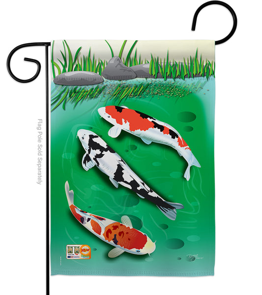 Koi Fish Printed Garden Flag; Polyester