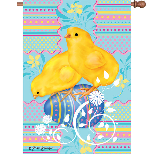 Easter Chicks Printed House Flag; Polyester