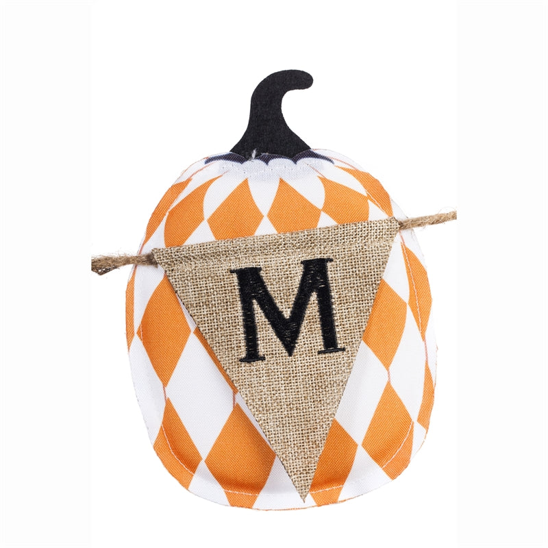 "Mixed Print Pumpkins" Seasonal Décor Banner; Polyester-Burlap 86"x7"