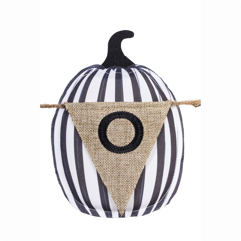 "Mixed Print Pumpkins" Seasonal Décor Banner; Polyester-Burlap 86"x7"