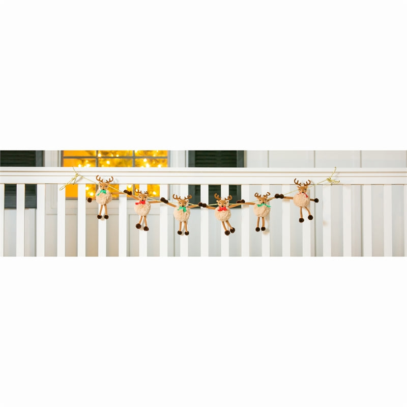 Pom-Pom Reindeer Holiday Décor Banner