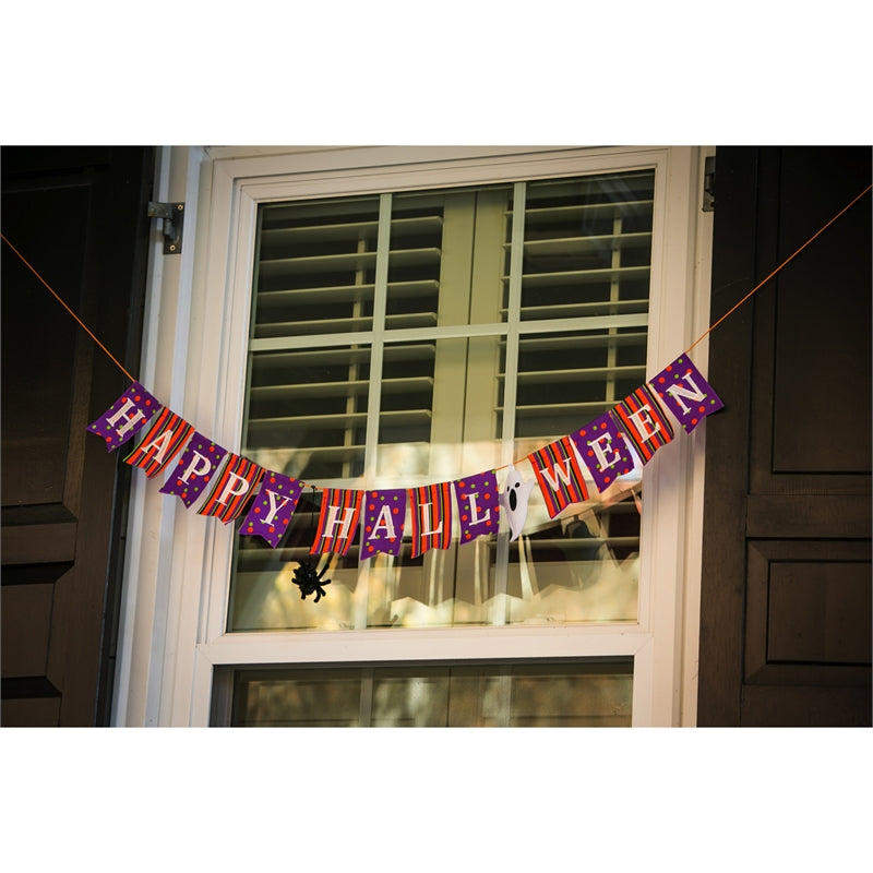 Happy Halloween Seasonal Décor Banner; Polyester 36"x4"