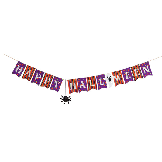 Happy Halloween Seasonal Décor Banner; Polyester 36"x4"