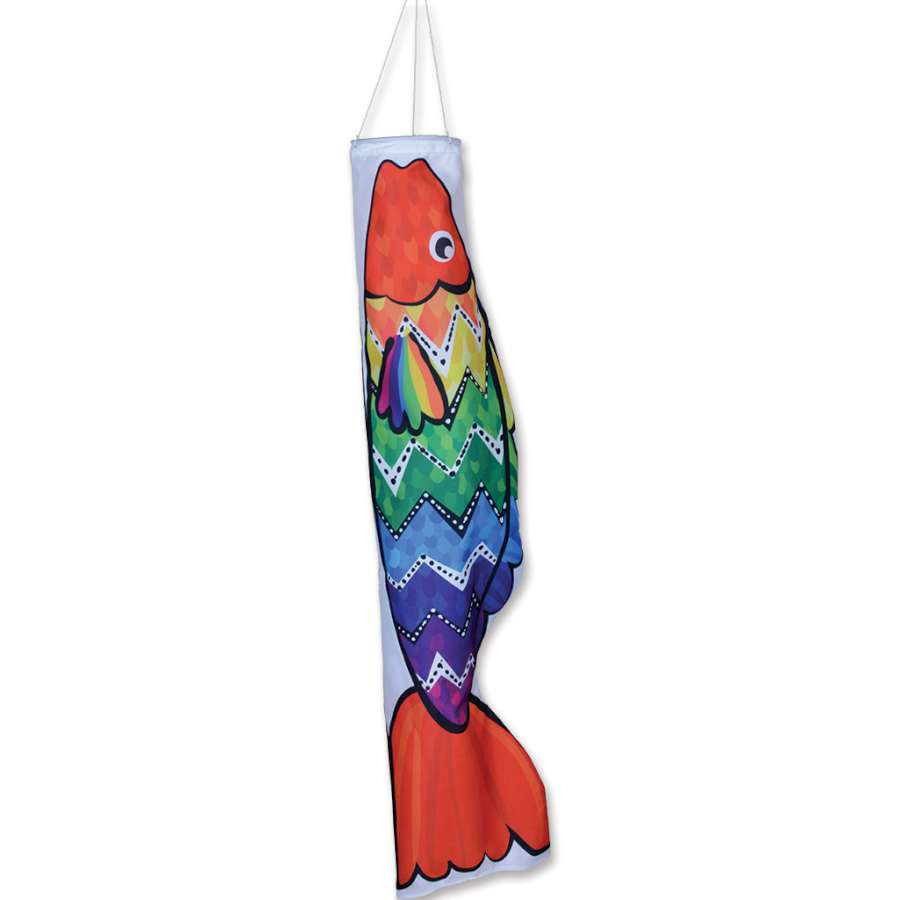 Zig Zag Rainbow Koi Fish Windsock; Polyester
