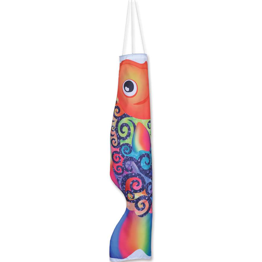 Rainbow Swirl Koi Fish Windsock; Polyester
