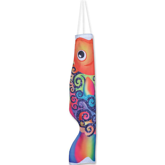 Rainbow Swirl Koi Fish Windsock; Polyester