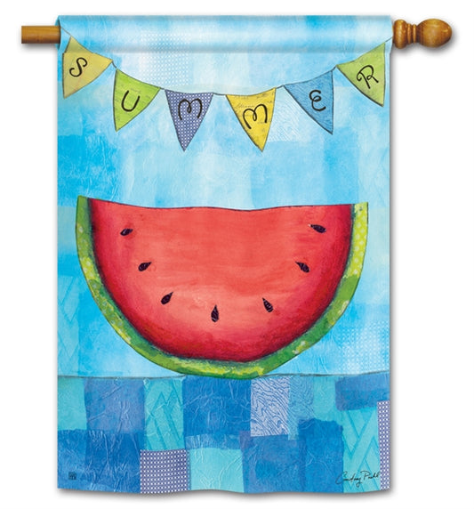 Summer Watermelon Slice House Flag