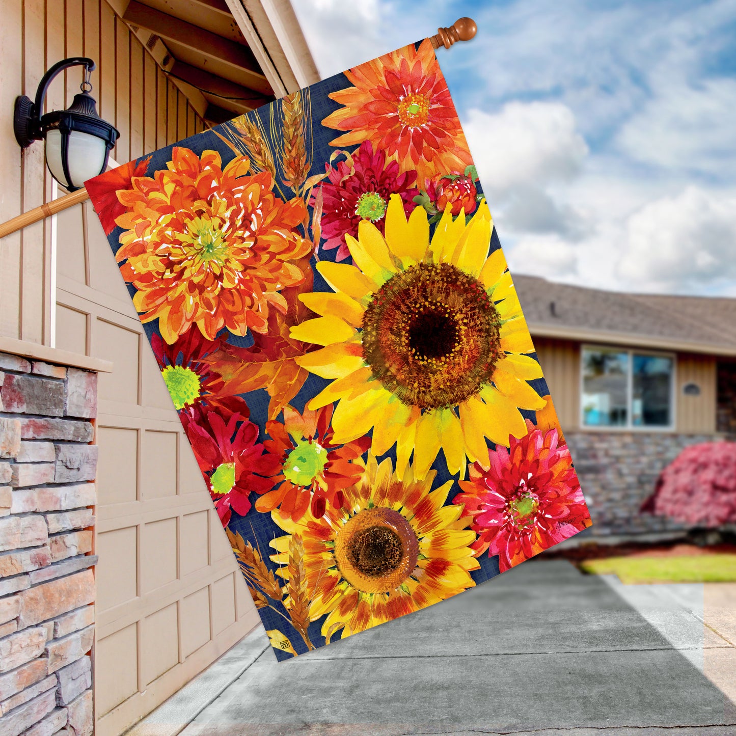Autumn Floral Toss House Flag