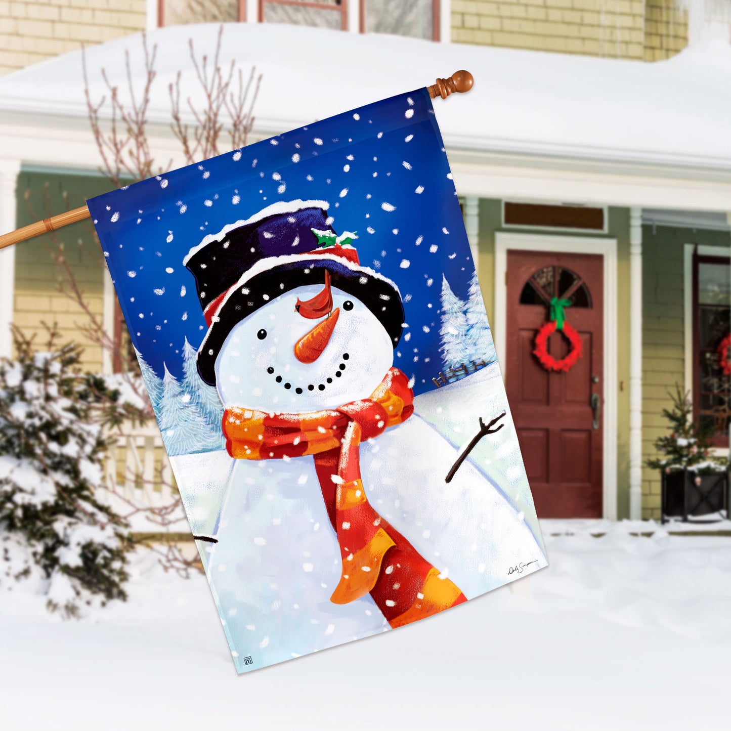 I Love Winter House Flag