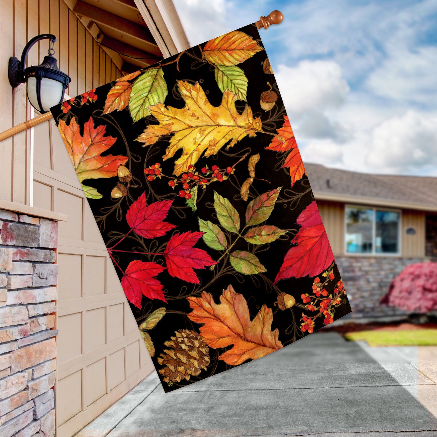 Autumn Leaves Symphony House Flag