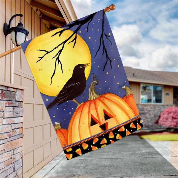 Halloween Crow House Flag