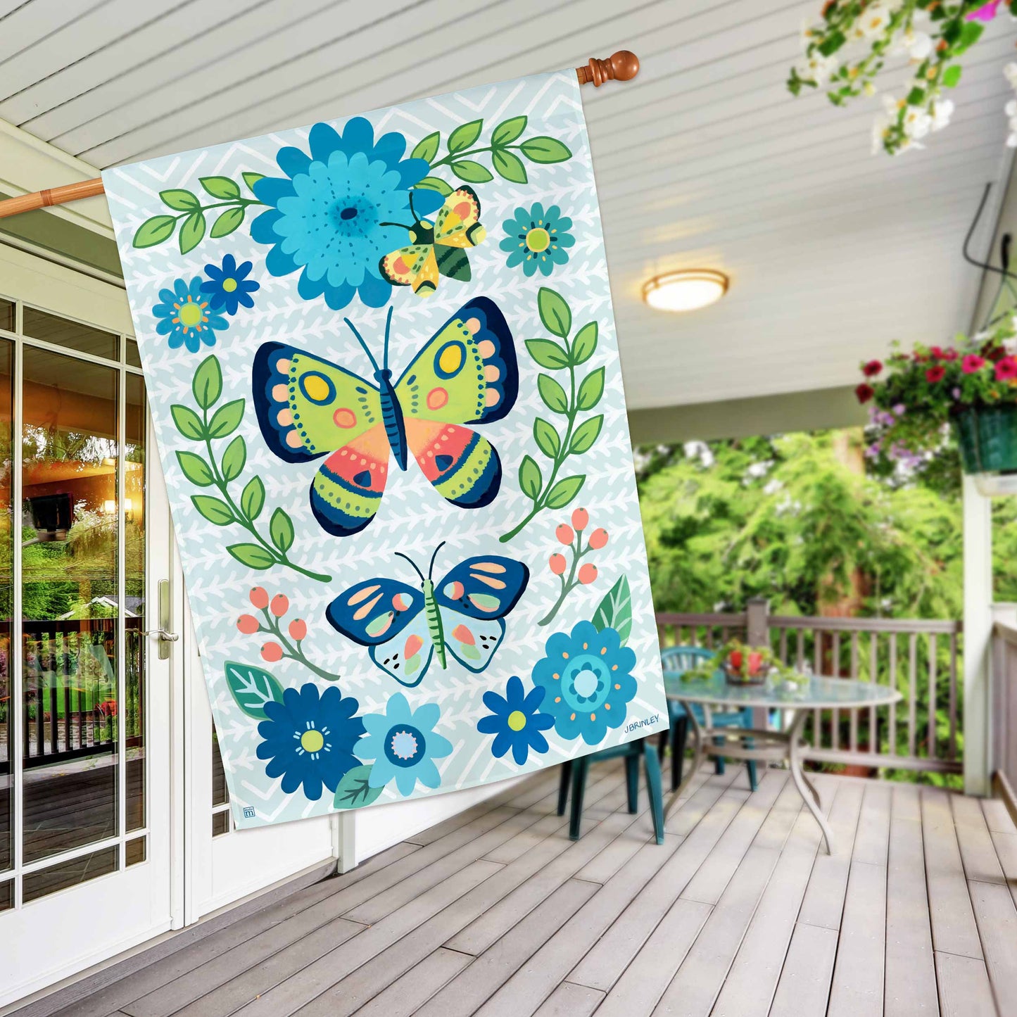 Colorful Butterfly Wings House Flag