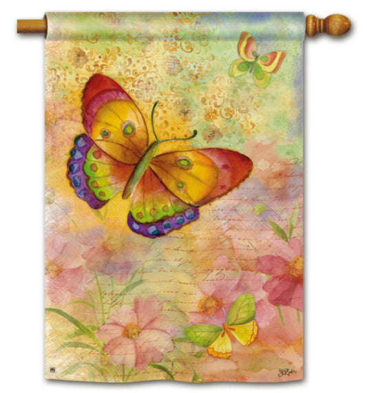 Colorful Butterflies House Flag