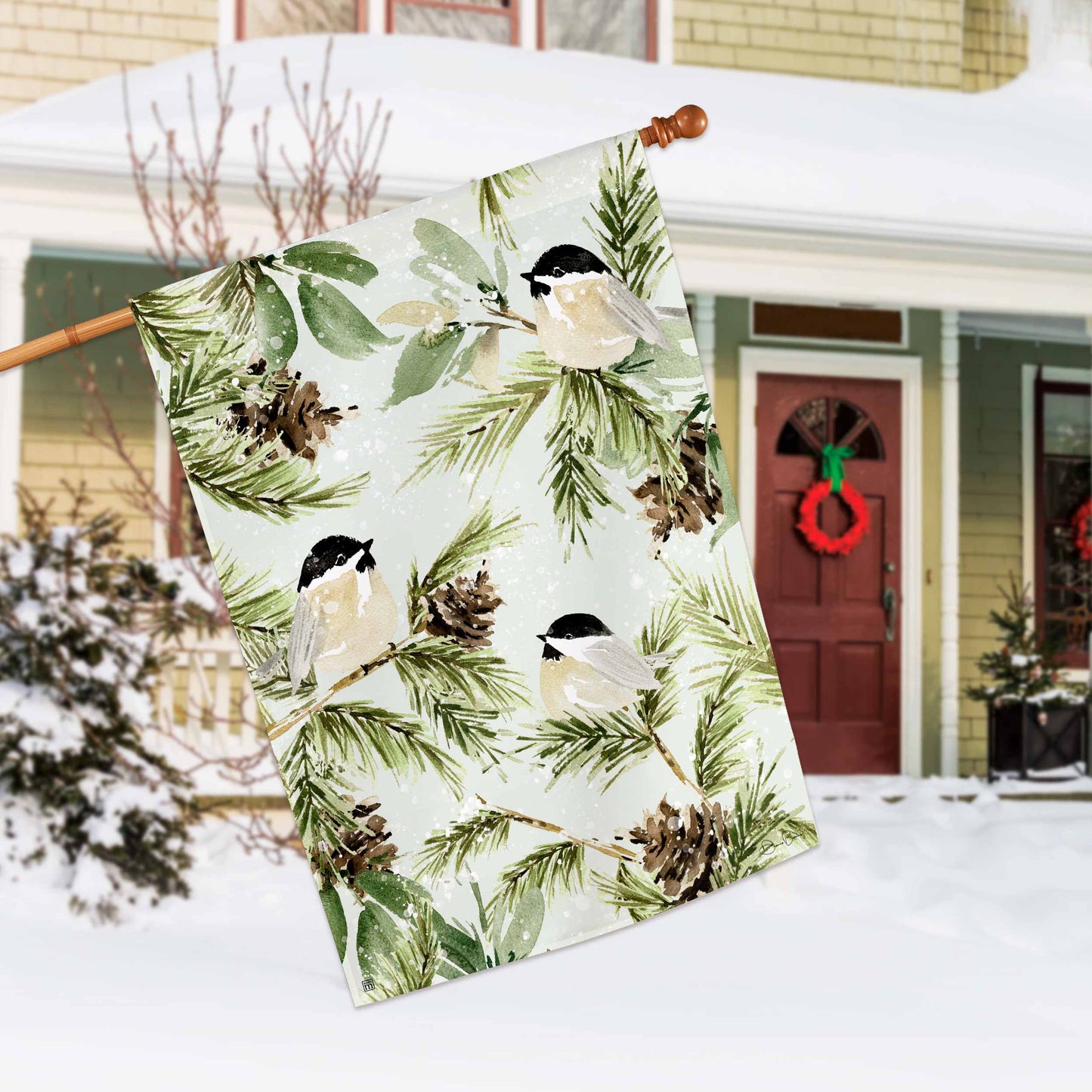Winter Chickadee House Flag