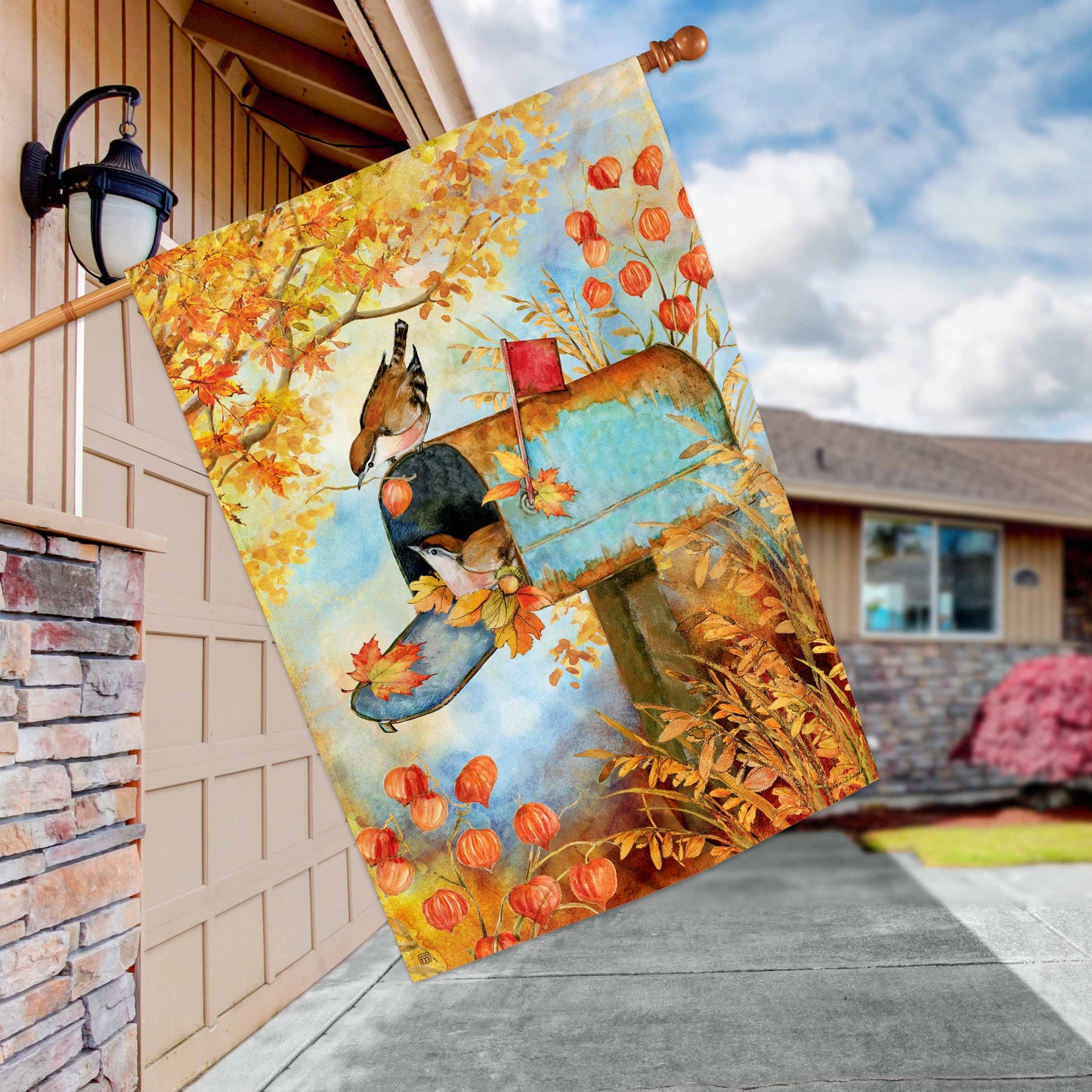 Old Rusty Mailbox House Flag