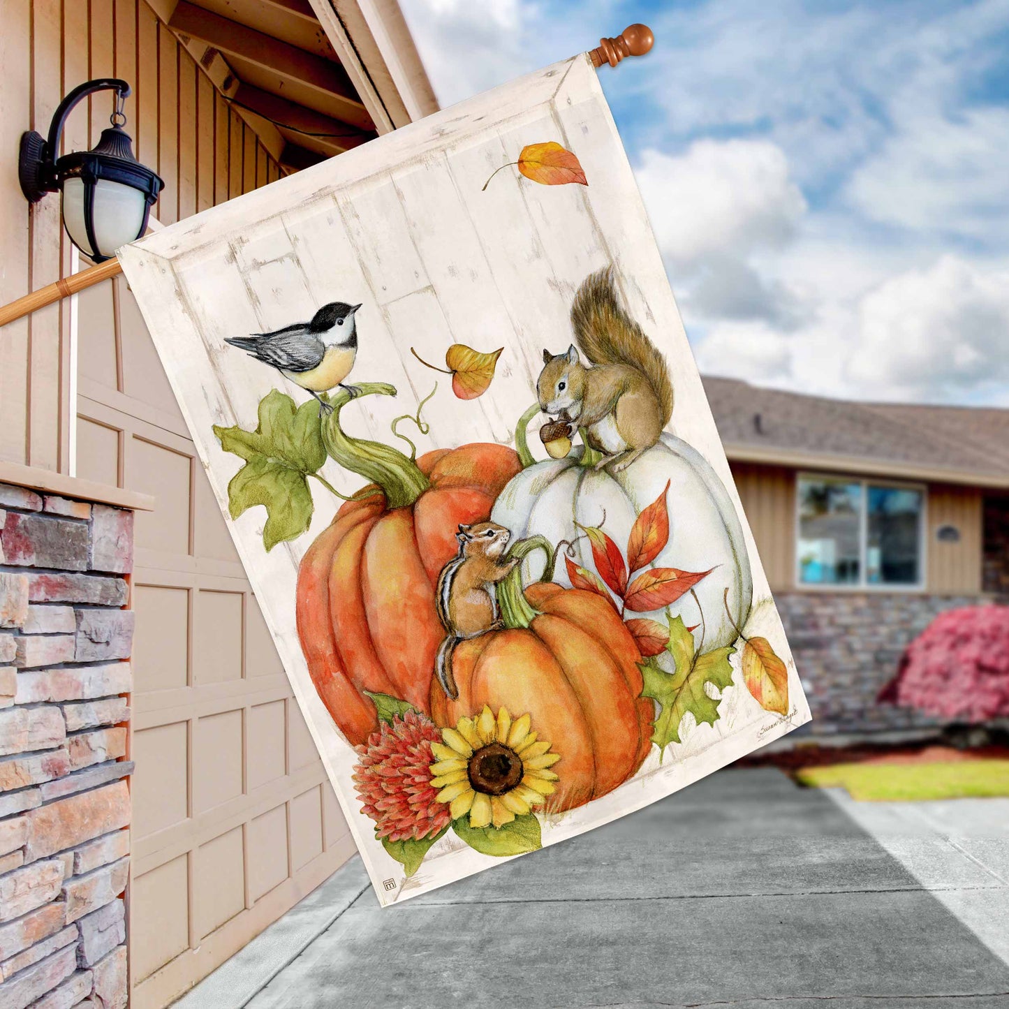 Autumn Critter Sitters House Flag