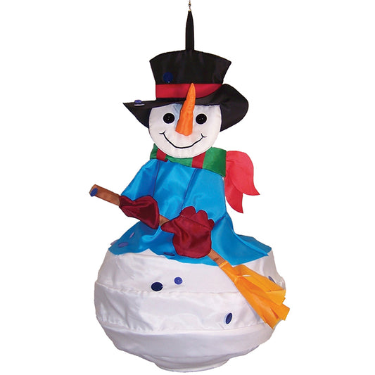 "Winter Snowman" Wind Friend Seasonal Windsock; Polyester