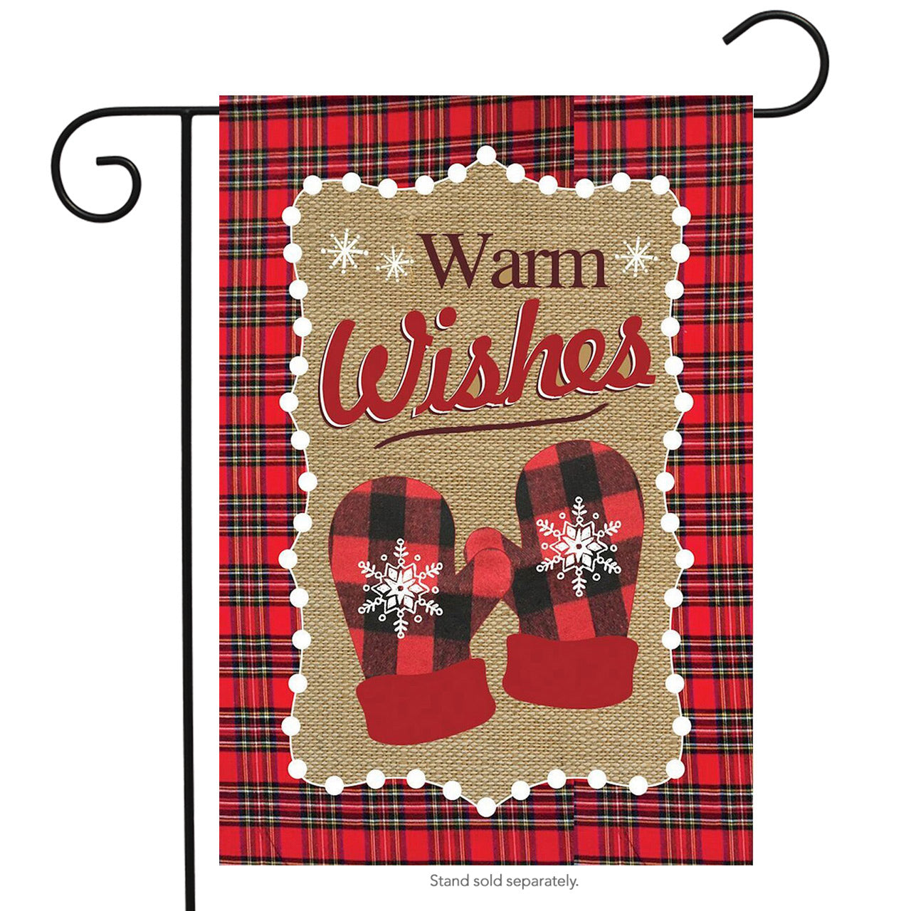 Warm Winter Wishes Garden Flag; Burlap
