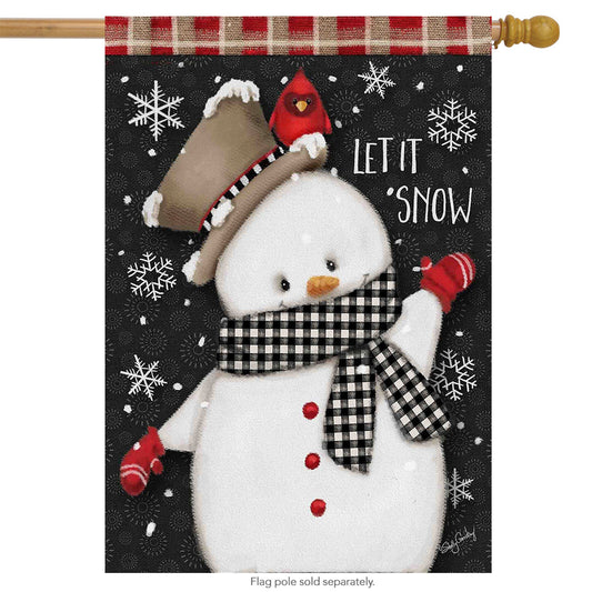 Celebrate Winter Snowman Printed Seasonal House Flag; Polyester