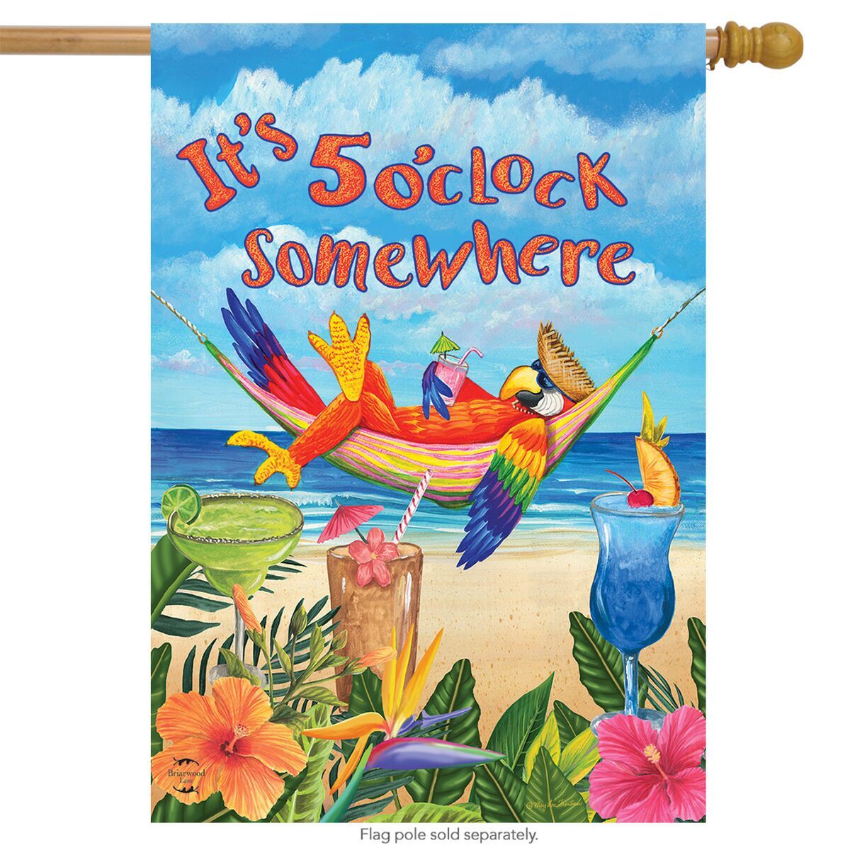 Its 5 OClock Parrot" Printed House Flag; Polyester