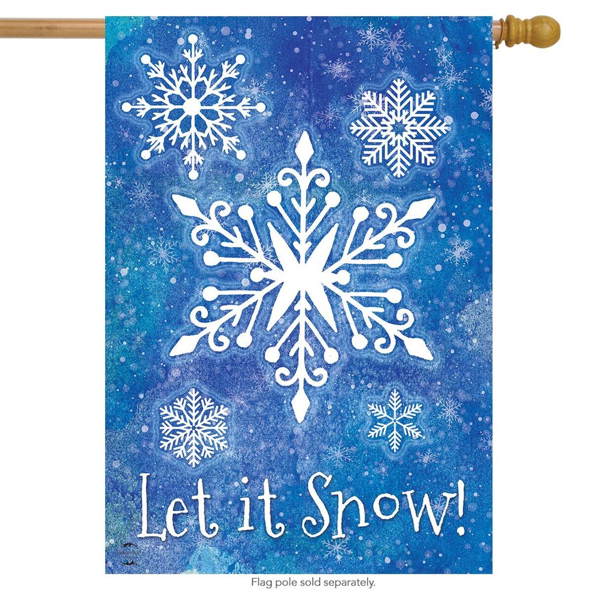 "Let it Snow Snowflakes" Printed Seasonal House Flag; Polyester