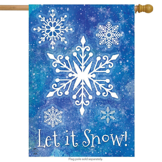 Let it Snow Snowflakes Printed House Flag; Polyester