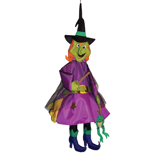 "Halloween Witch" Wind Friend Seasonal Windsock; Polyester