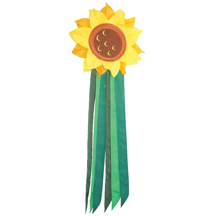 Sunny Sunflower Applique Windsock; Polyester