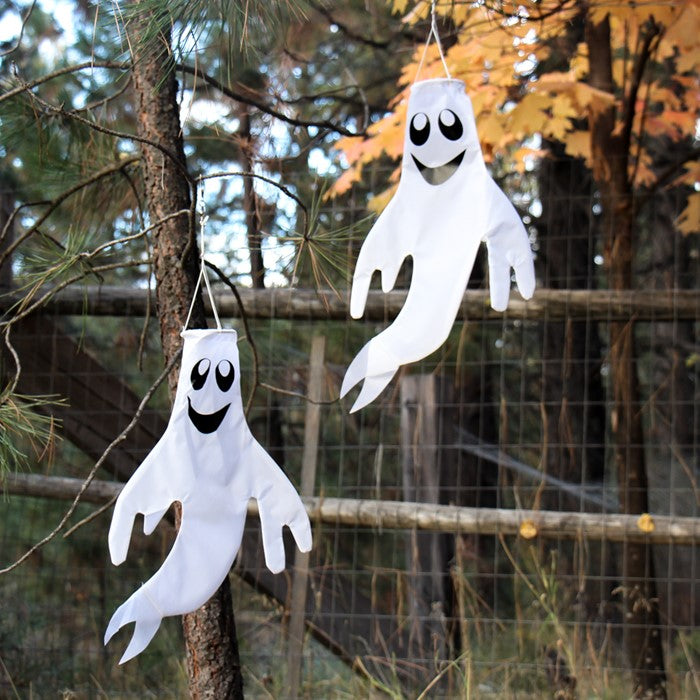 "Halloween Ghost" Seasonal Windsock; Polyester