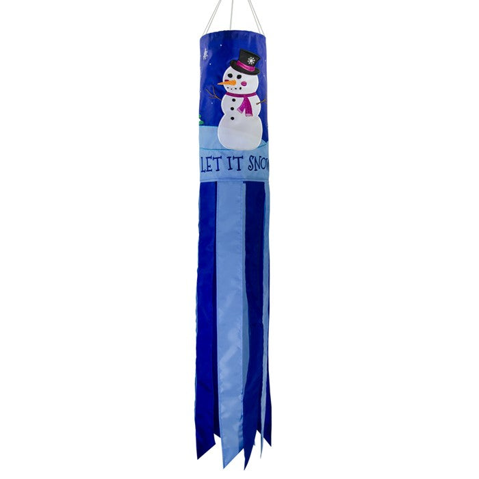 Let it Snow Winter Snowman Windsock; Nylon