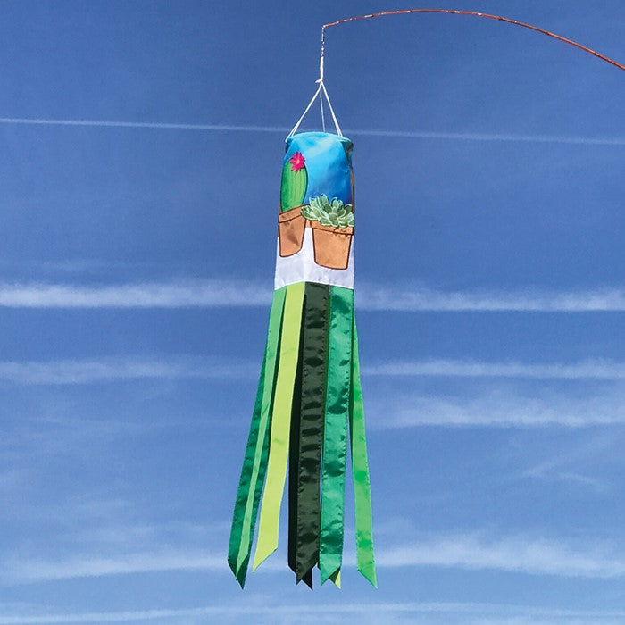 Succulents Applique Windsock; Polyester