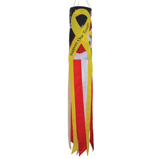 Support Our Troops Applique Windsock; Polyester