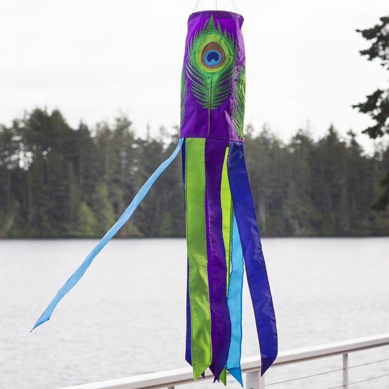 Peacock Feather Applique Tube Windsock
