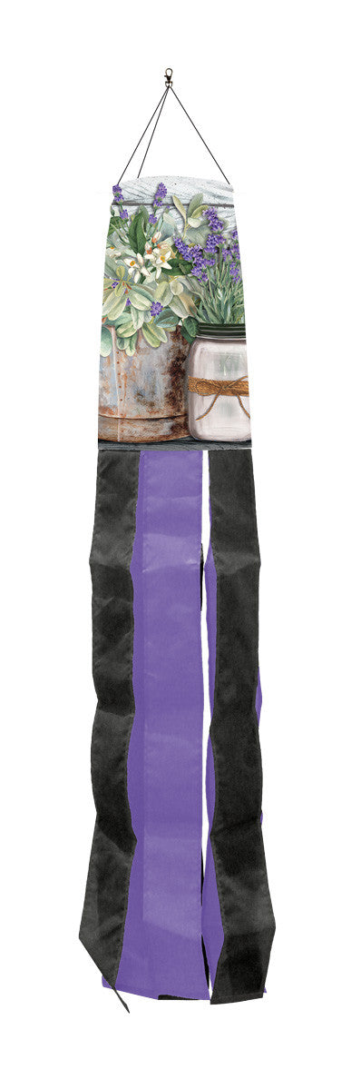 Farmhouse Flowers Printed Windsock; Polyester 6"x40"L