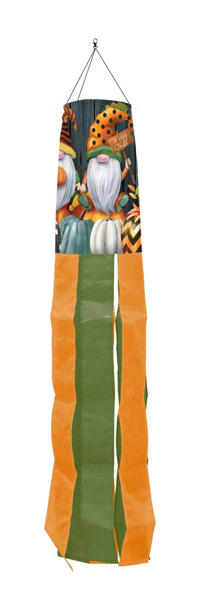 Fall Gnomes Printed Windsock; Polyester 6"x40"L