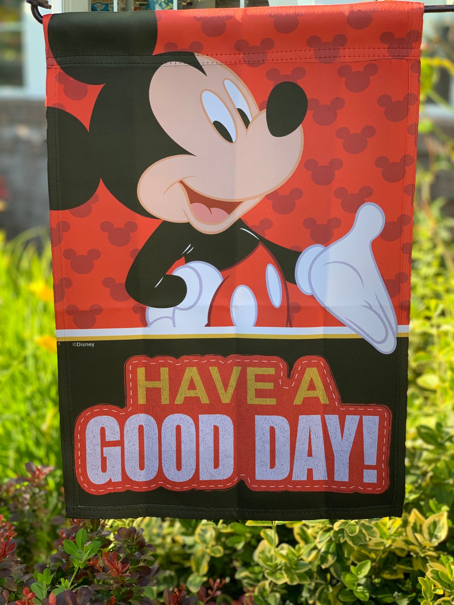Disney Mickey Mouse Have A Good Day Double Sided Vertical Garden Flag; Polyester