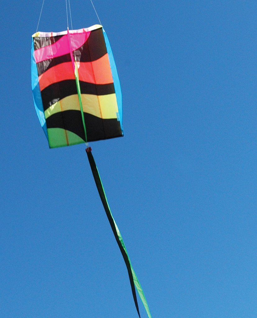 Neon Ripstop Nylon Parafoil 5 Kite to include 500 ft. 50 lb. Test Line, Yo-Yo Winder, & 5' Streamer Tail ; 20"x32" - Wind Range 6 ~ 20 mph