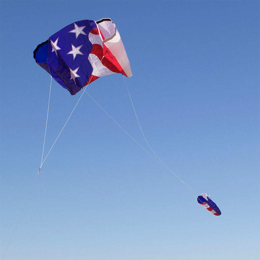 Patriotic Ripstop Polyester Frameless Sled Kite to include 500 ft. 50 lb. Test Line & Yo-Yo Winder
