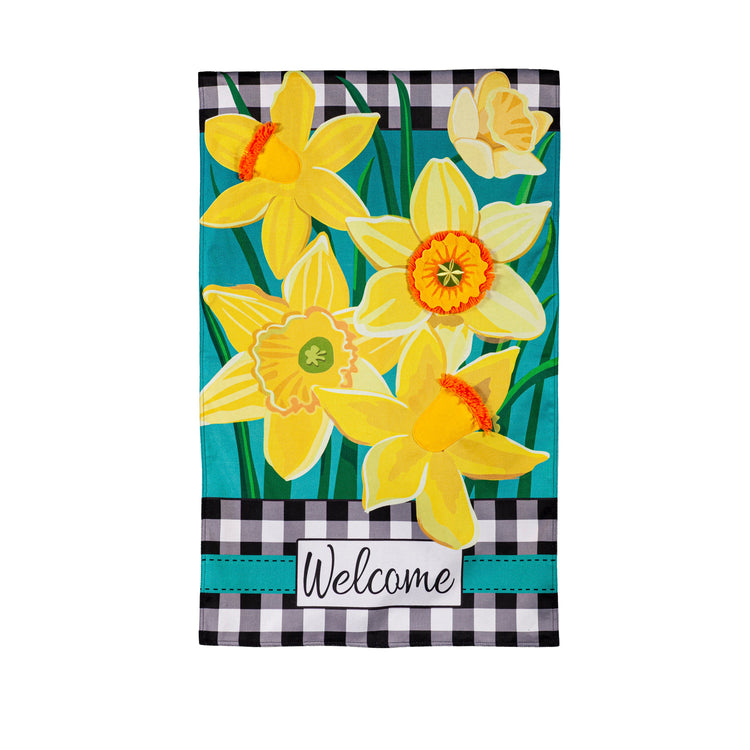 Daffodil Printed Burlap House Flag; Polyester 28"x44"