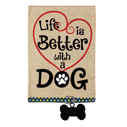 Life is Better with Dogs Printed Burlap Banner; Polyester 28"x44"