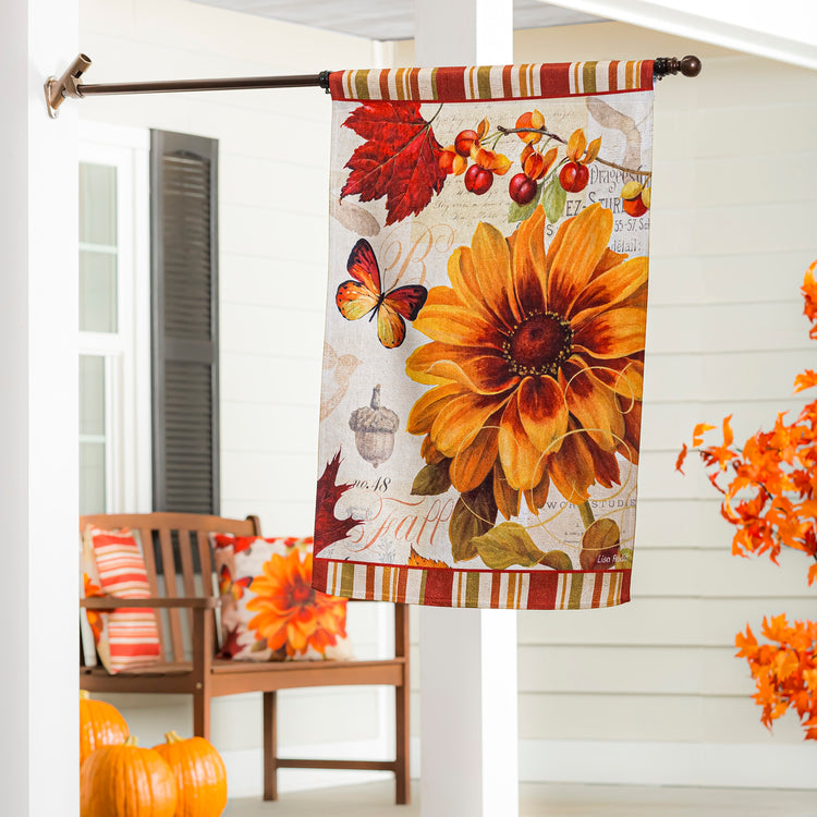 Fall in Love Floral Printed Suede House Flag; Polyester 29"x43"
