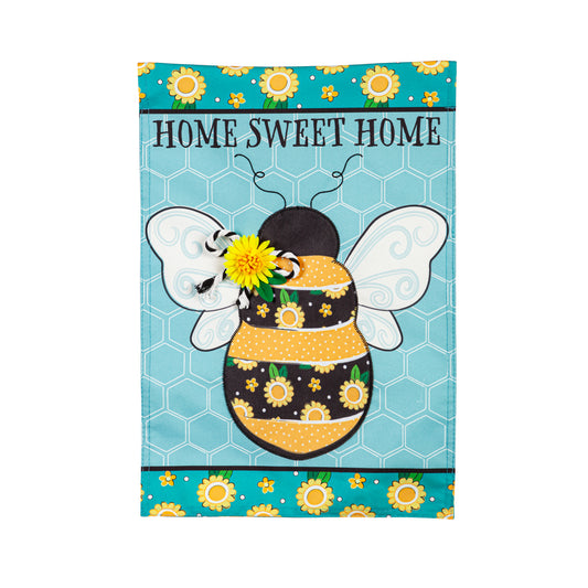 Home Sweet Home Bee House Flag; Linen-Polyester 28"x44"