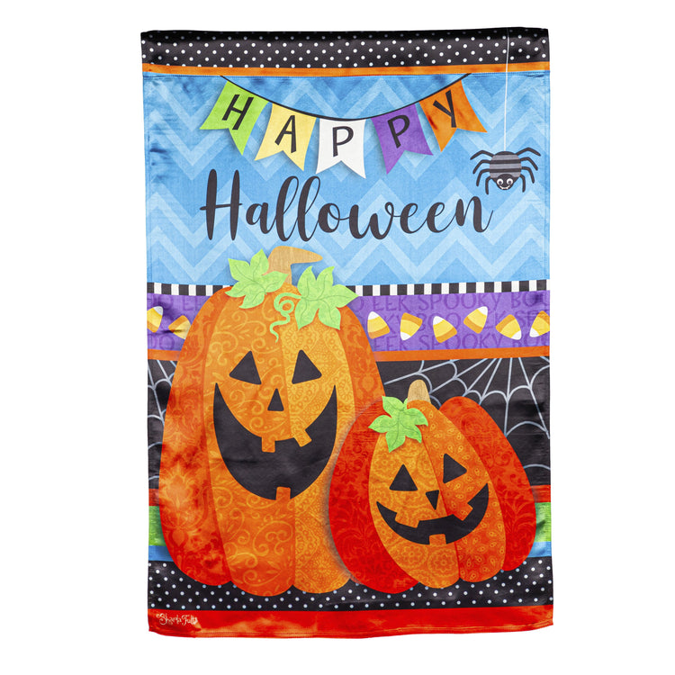 Halloween Greetings Printed Lustre House Flag; Linen Textured Polyester 29"x43"