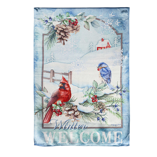 Snow Country Birds Lustre House Flag