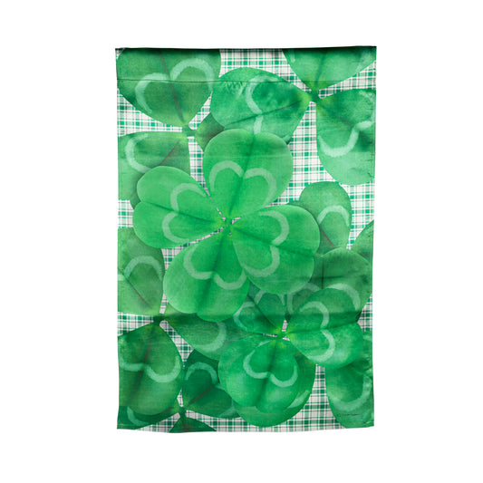 Lucky Clover Lustre House Flag; Polyester 29"x43"