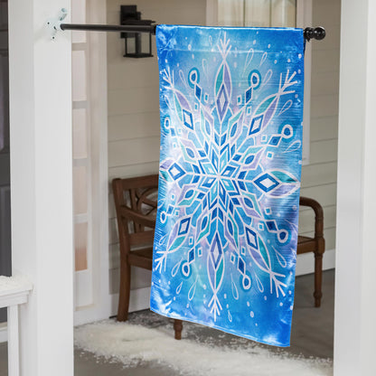 Vibrant Snowflake Lustre House Flag; Polyester 29"x43"