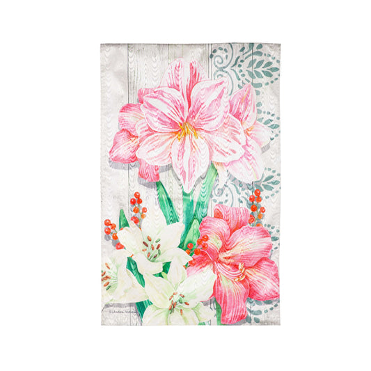 Pink Amaryllis Moire House Flag