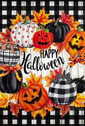 Halloween Pumpkin Wreath Printed Suede House Flag; Polyester 29"x43"