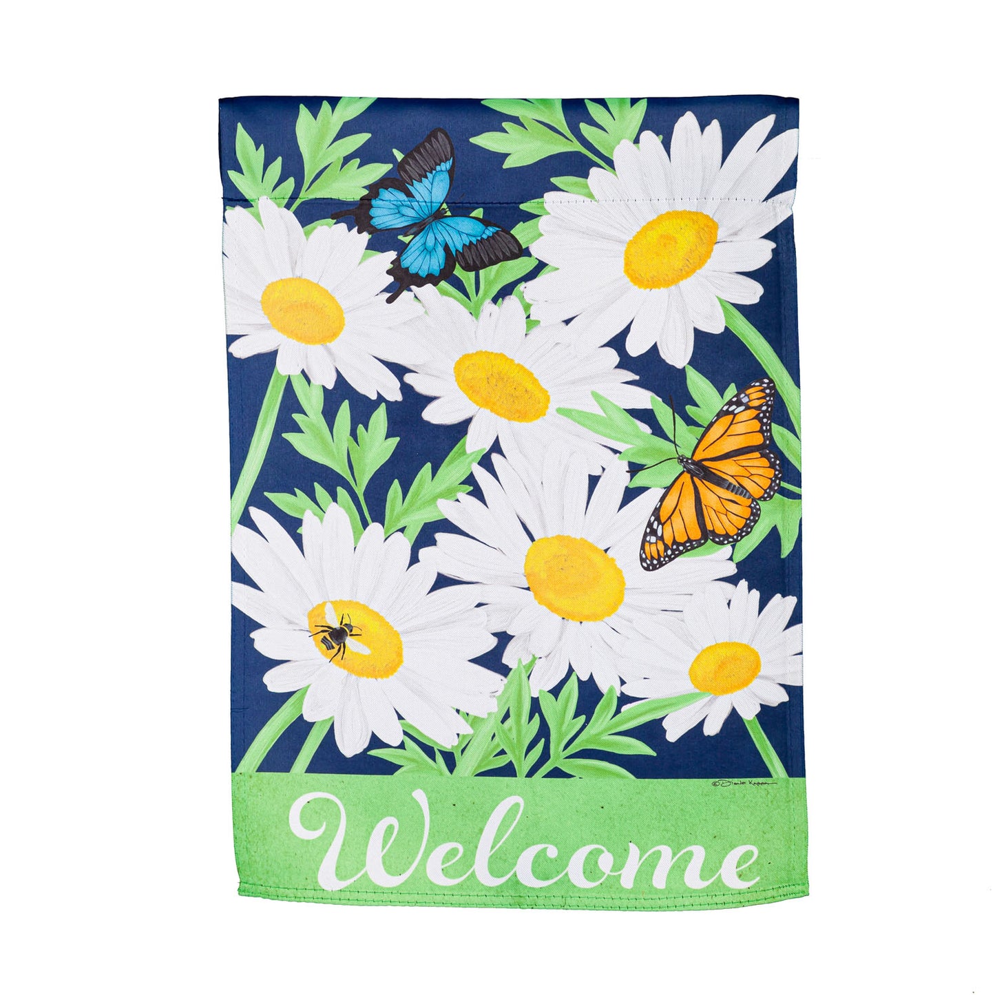 Daisy Garden Printed Suede House Flag; Polyester 29"x43"